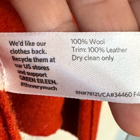 Eileen Fisher Rust Red 100% Wool & Leather Buckle Draped Sweater, Medium - Picture 6 of 10